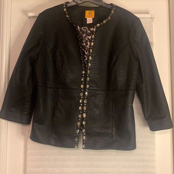 Ruby Rd. Black Jacket Blazer Jewels Jeweled Size 10 - Picture 2 of 6